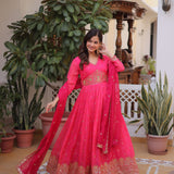 Light Pink Russian Silk Anarkali Gown