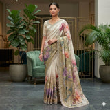 Preseting Beautiful Floral Print Saree