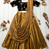 Modern Drape Golden Silk Lehenga