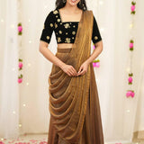 Modern Drape Golden Silk Lehenga