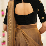 Modern Drape Golden Silk Lehenga
