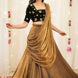 Modern Drape Golden Silk Lehenga