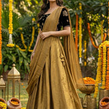 Modern Drape Golden Silk Lehenga