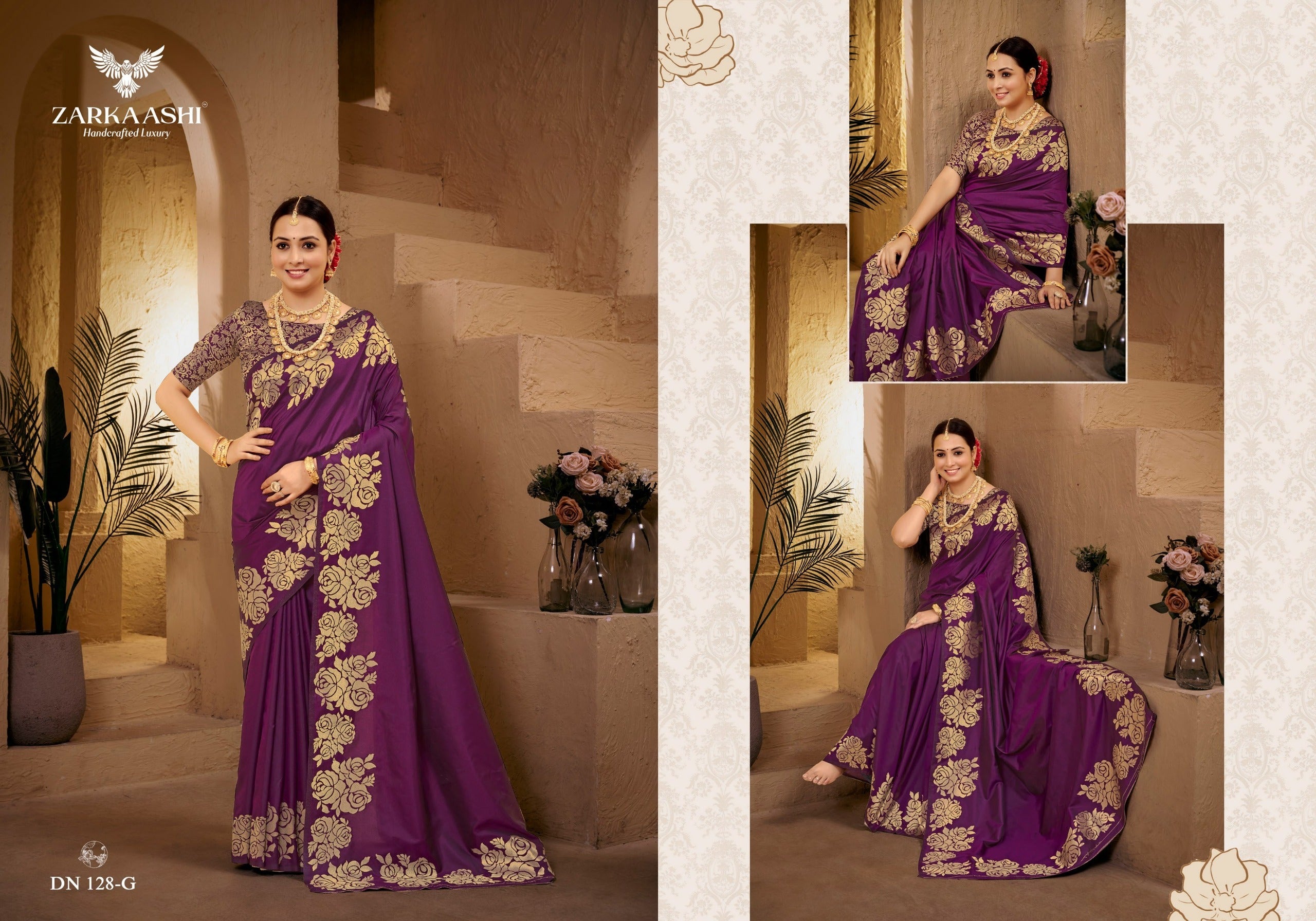 Zarkashi Banrasi Katan Silk Saree