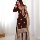 Classic Coding Work Silk Top Sharara