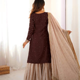 Classic Coding Work Silk Top Sharara