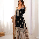 Classic Coding Work Silk Top Sharara