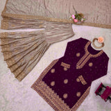 Classic Coding Work Silk Top Sharara