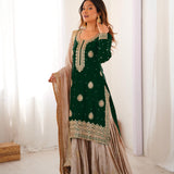 Classic Coding Work Silk Top Sharara