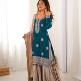 Classic Coding Work Silk Top Sharara
