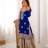 Classic Coding Work Silk Top Sharara