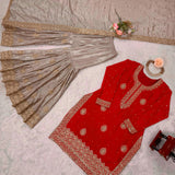 Classic Coding Work Silk Top Sharara