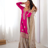 Classic Coding Work Silk Top Sharara