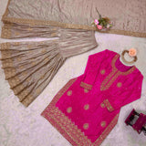Classic Coding Work Silk Top Sharara