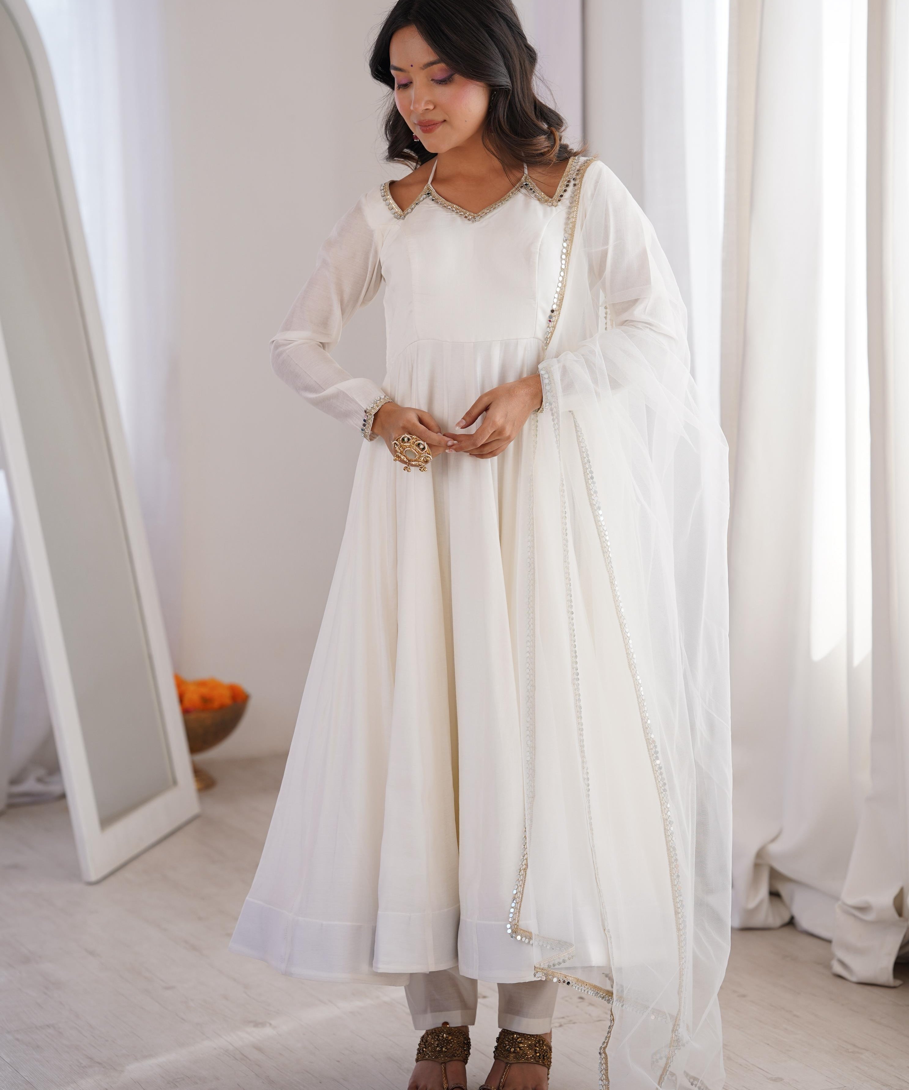 Wedding Roman Silk Anarkali Gown