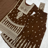 Brown Heavy Embroidered Top Sharara