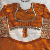 Orange Sangeet Silk Lehenga Choli