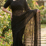 writi georget beads work saree