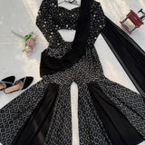 Black Charming Embroidered Lehenga