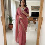 Beautiful Sequence Embroidered Saree