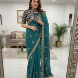 Beautiful Sequence Embroidered Saree