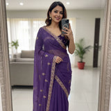 Beautiful Sequence Embroidered Saree