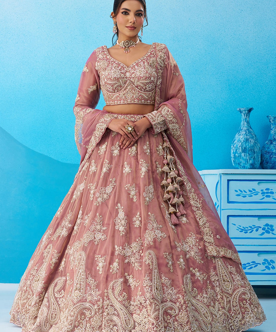 Elegance Tissue Threadwork Lehenga