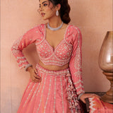 Modern Drape Wedding Tissue Silk Lehenga