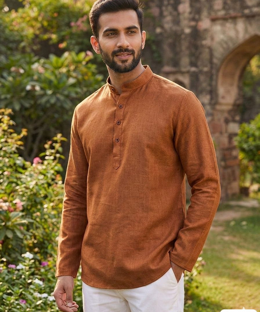 Trending Men's Khadi Linen Short Kurta