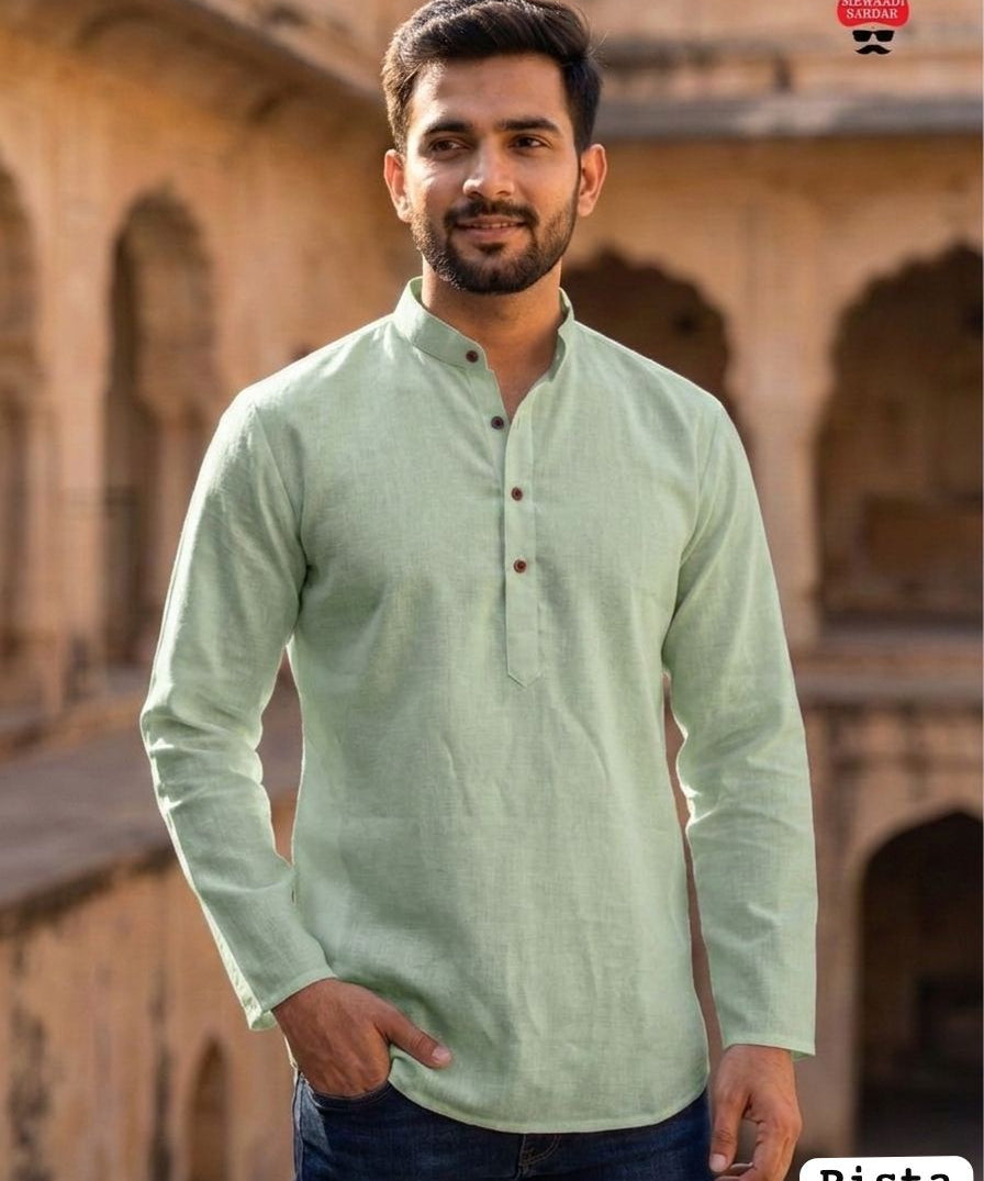 Trending Men's Khadi Linen Short Kurta