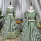 Boutique Satin Silk Embroidered Lehenga