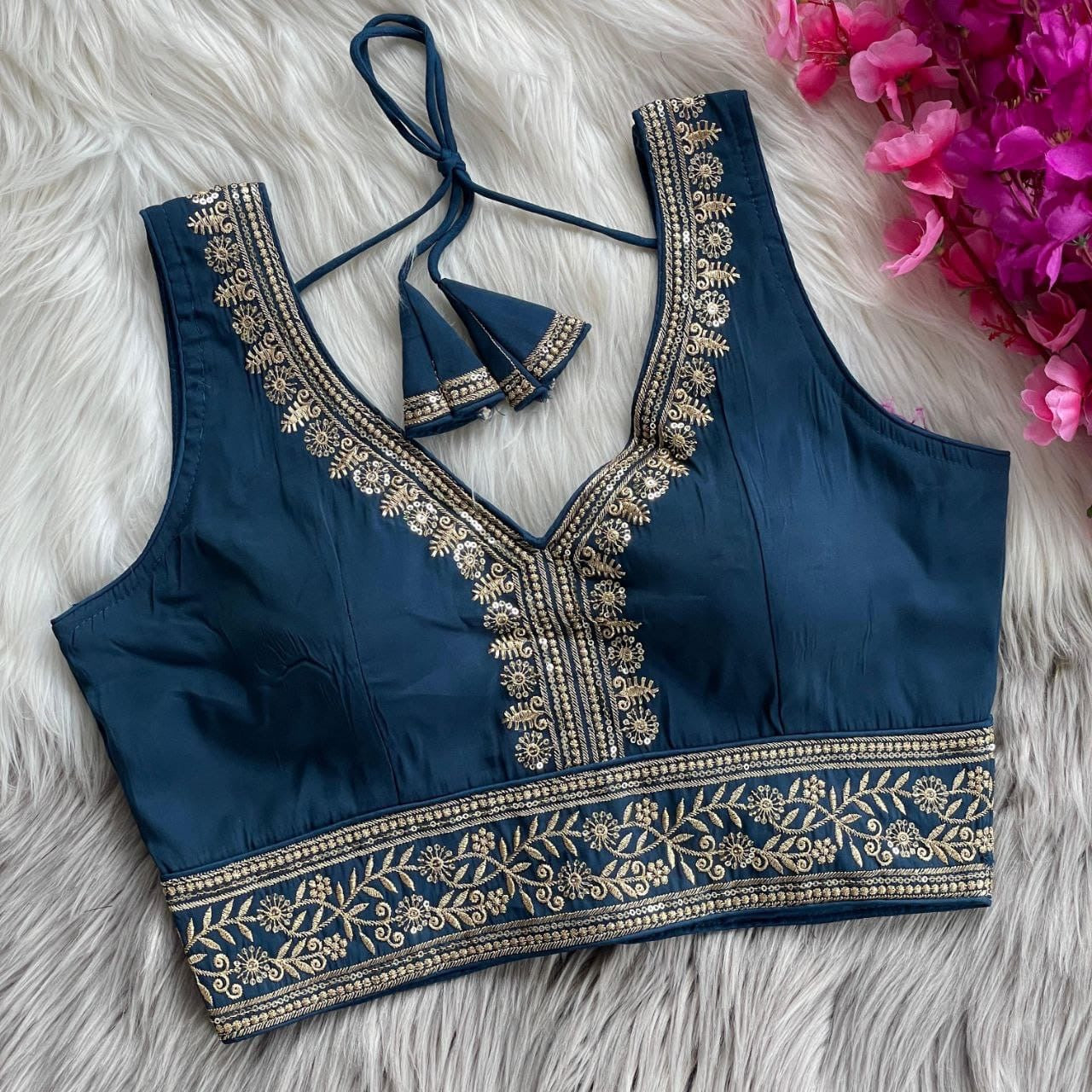 Mahi Roman Silk Saree Blouse