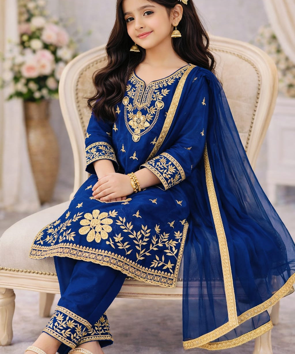 Beautiful Kids Gmy Silk Top Plazzo