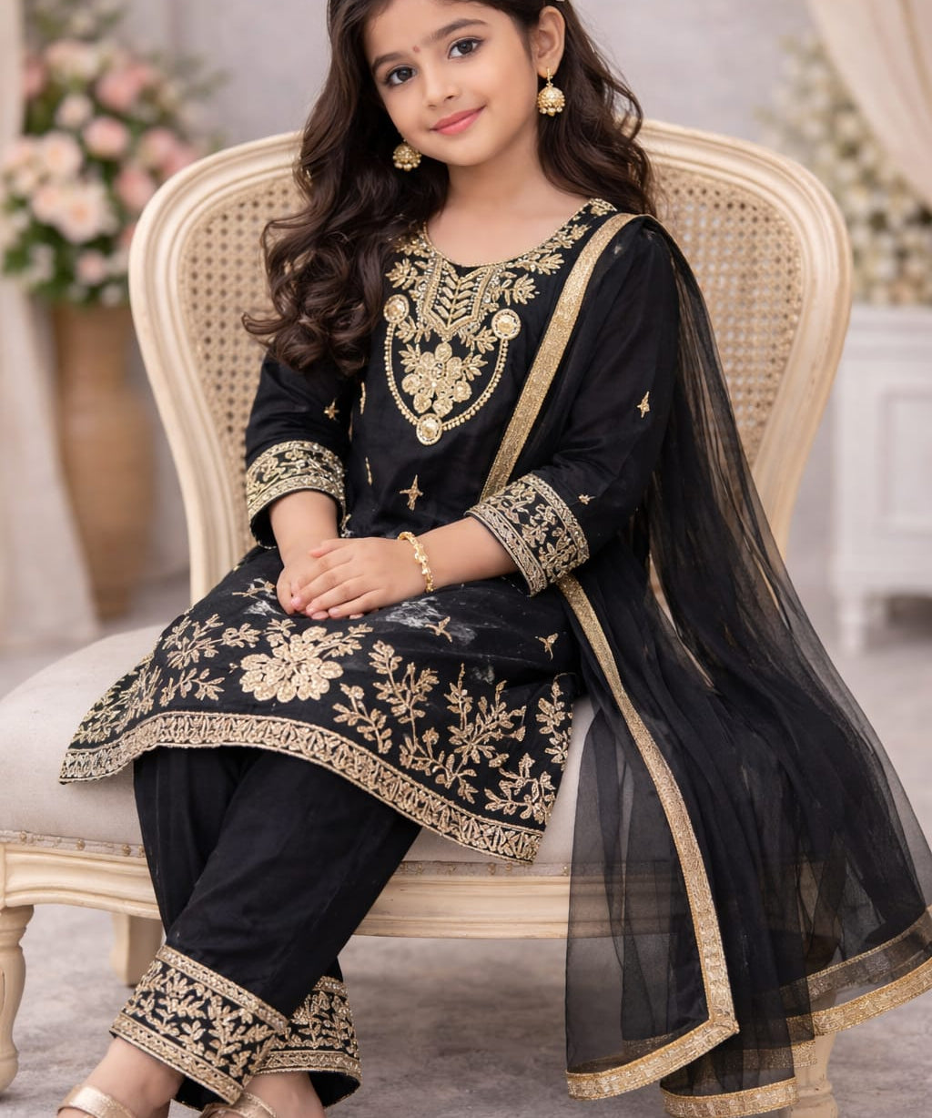 Beautiful Kids Gmy Silk Top Plazzo