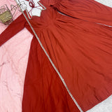 Orange Roman Silk Anarkali Gown