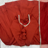 Orange Roman Silk Anarkali Gown