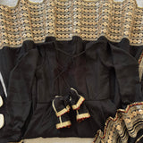 Black Chinon Silk Anarkali Gown