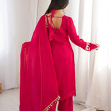 Pink Mirror Work Straight Suit