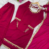Pink Mirror Work Straight Suit