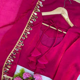 Pink Mirror Work Straight Suit