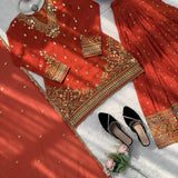 Orange Ethnic Georgette Top Sharara