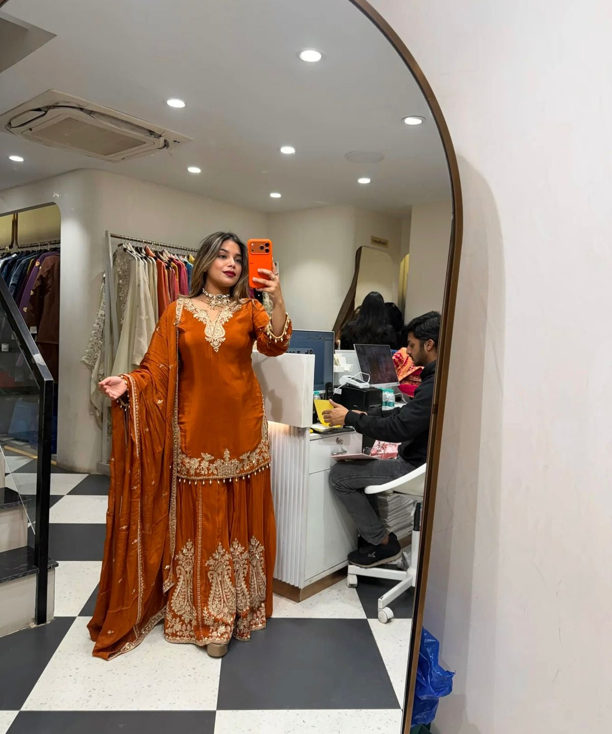 Elegant Natural Crepe Top Sharara