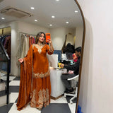 Elegant Natural Crepe Top Sharara