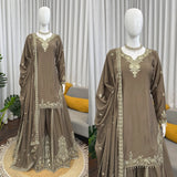 Elegant Natural Crepe Top Sharara