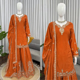 Elegant Natural Crepe Top Sharara