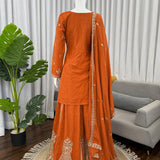 Elegant Natural Crepe Top Sharara