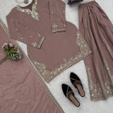 Elegant Natural Crepe Top Sharara