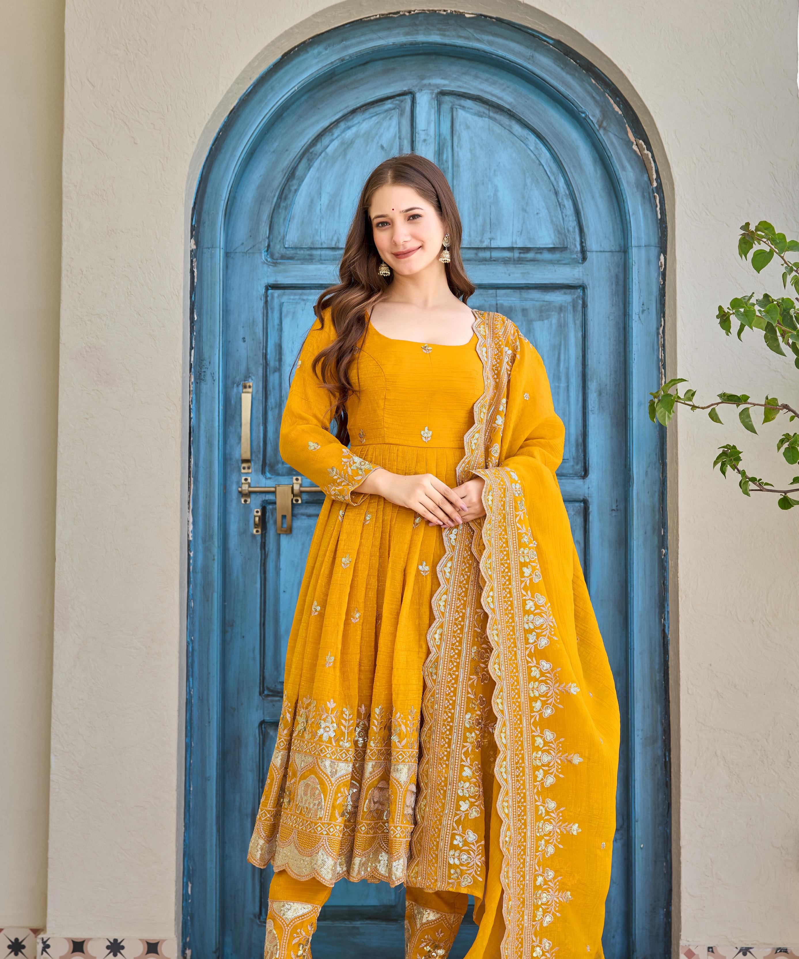 Occasionally Crunchy silk Anarkali Suit