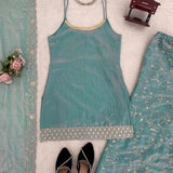 Fancy Fandy Silk Top Plazo