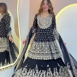 Exclusive Black Georgette Top Lehenga